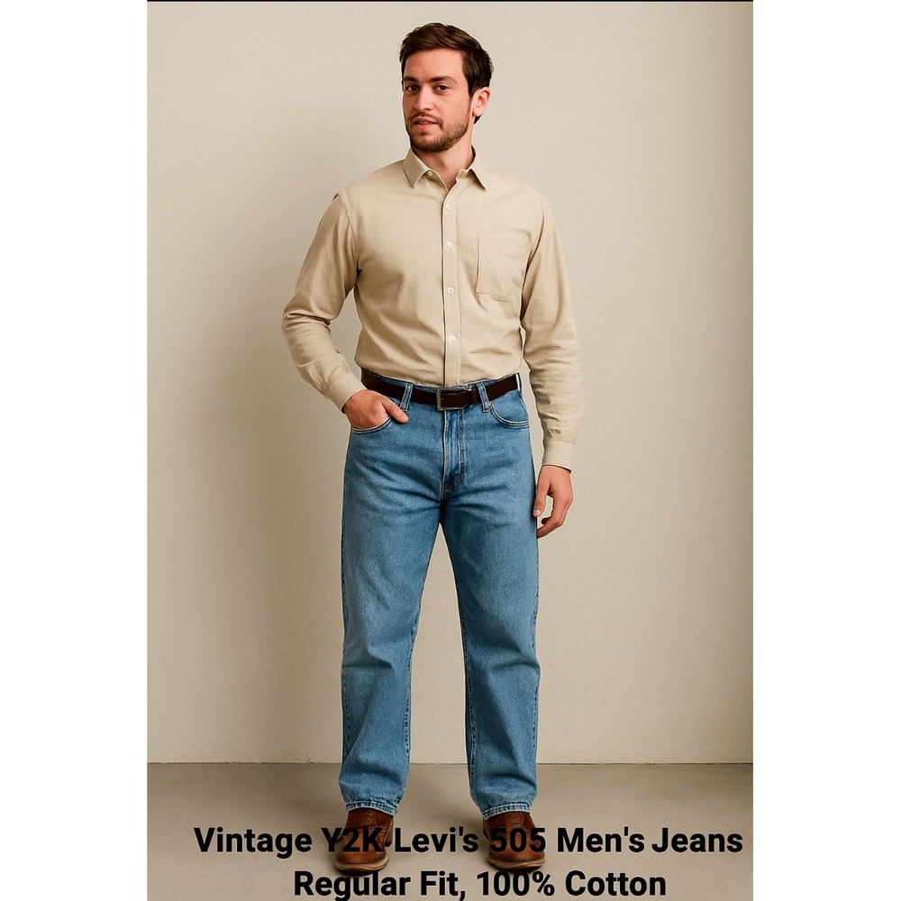 Vintage Y2K Levi's 505 Jeans Men's 36x29 Regular Fit Light Wash 100% Cotton